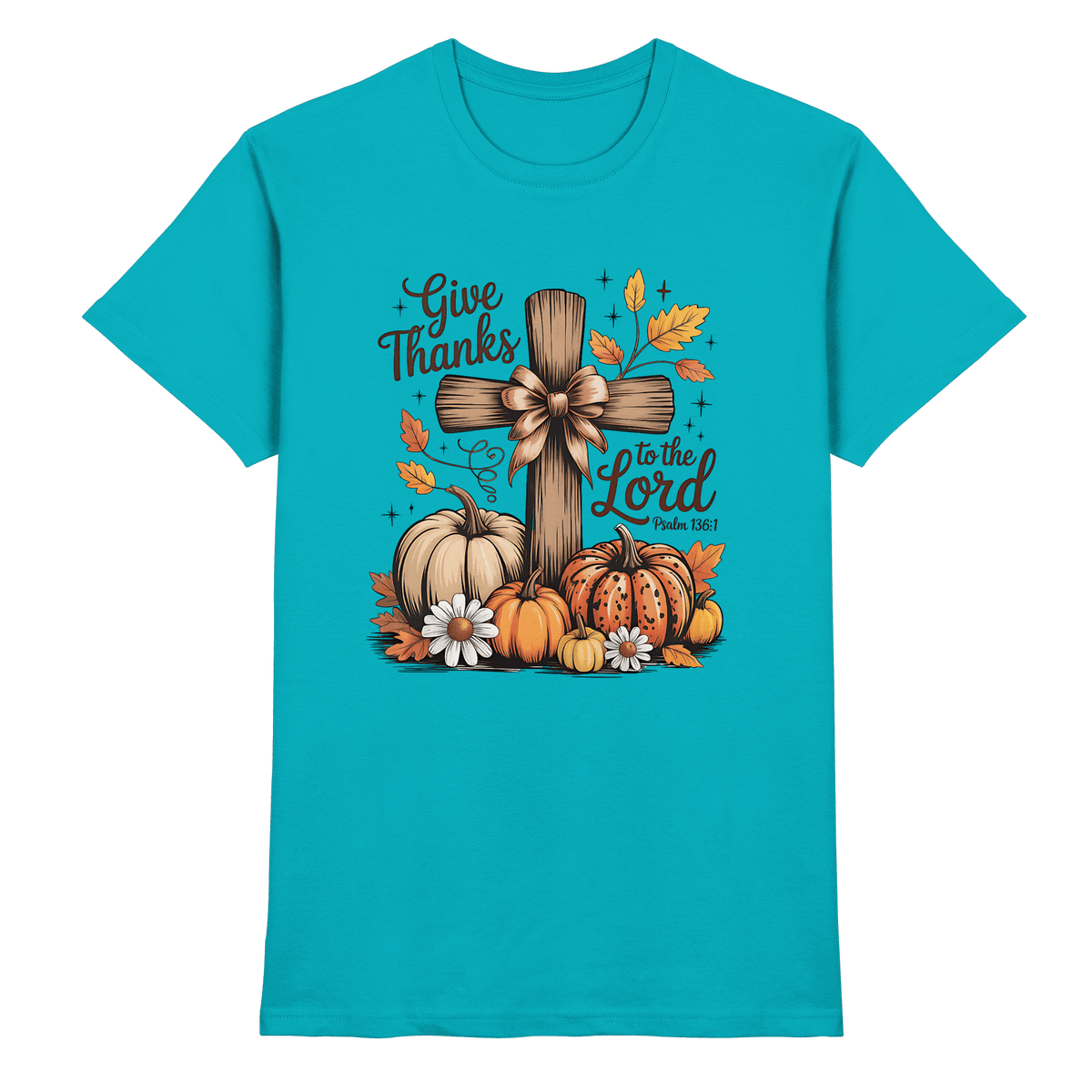 Give Thanks to the Lord – Psalm 136:1 | Christliche Kleidung & Geschenke im Retro-Design - Premium Shirt - Unisex-Shirts - Swimming Pool - GfoitMa