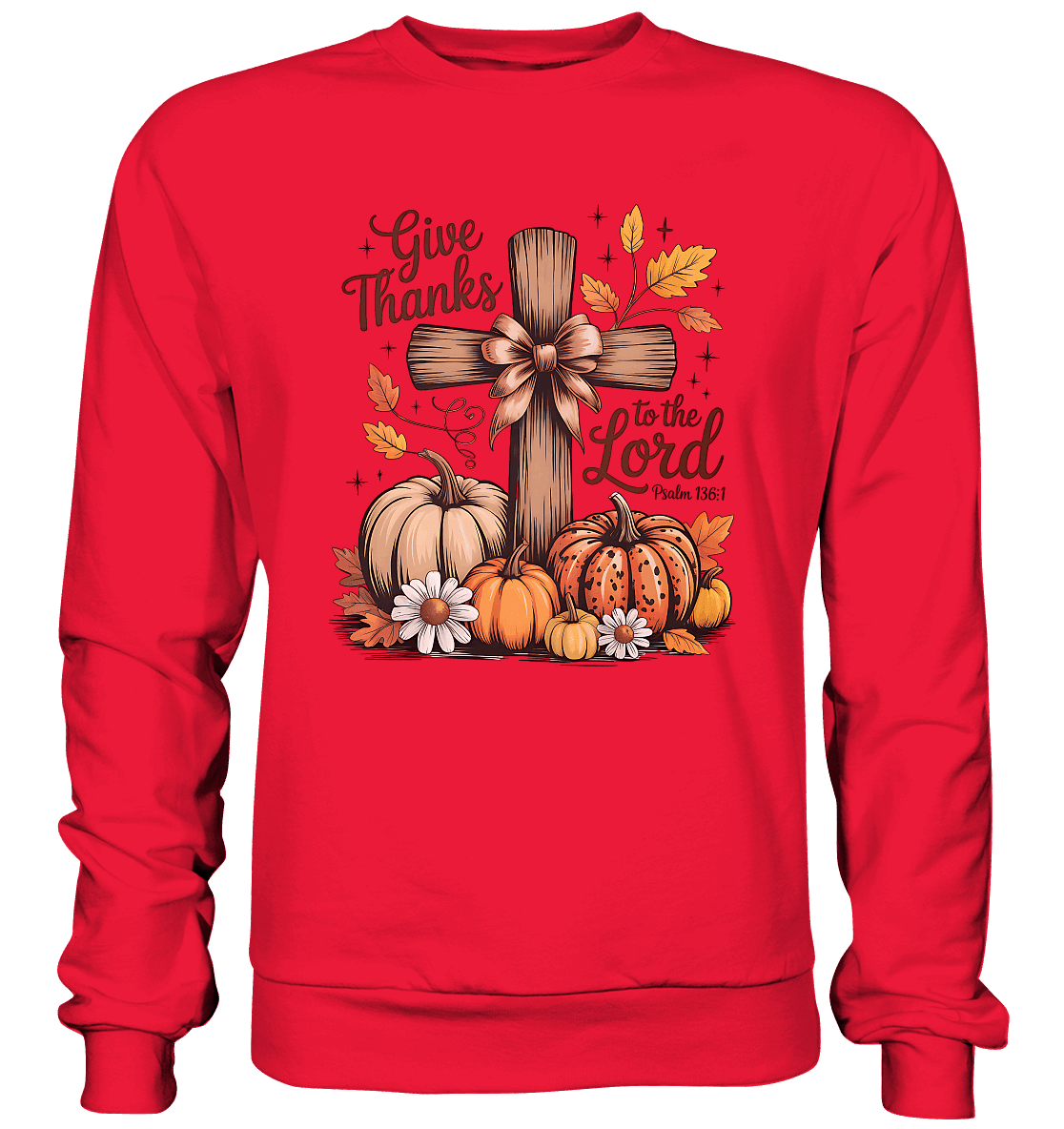 Give Thanks to the Lord – Psalm 136:1 | Christliche Kleidung & Geschenke im Retro-Design - Premium Sweatshirt - Sweatshirts - Rot - GfoitMa