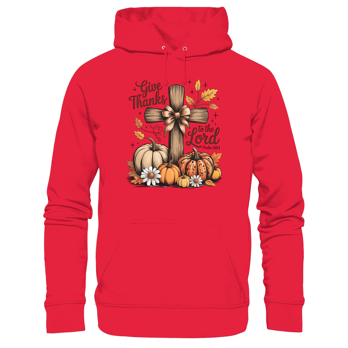 Give Thanks to the Lord – Psalm 136:1 | Christliche Kleidung & Geschenke im Retro-Design - Premium Unisex Hoodie - Hoodies - Rot - GfoitMa