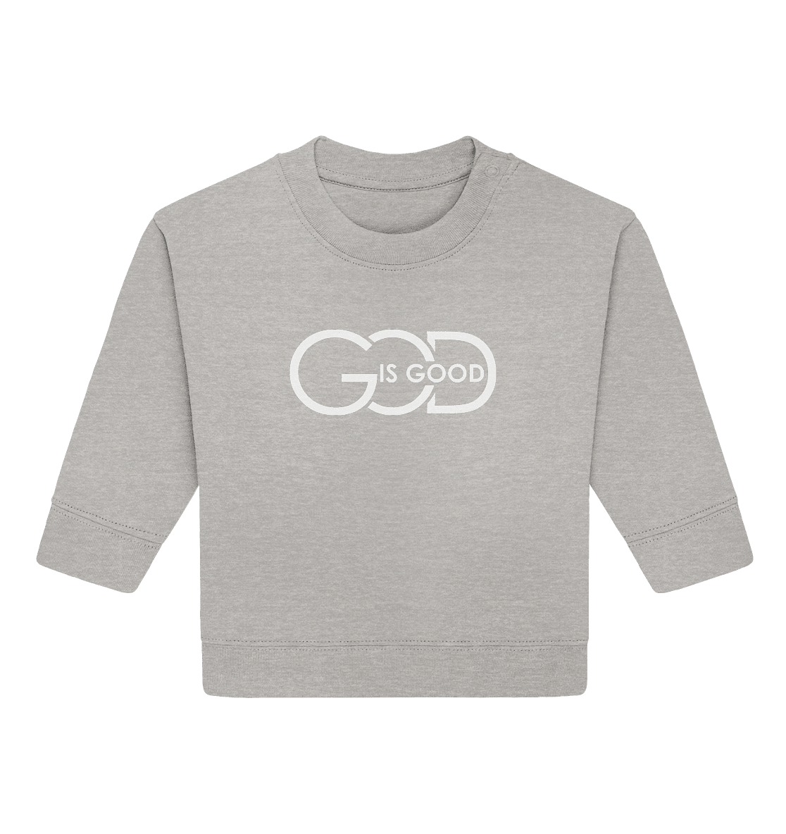 God is Good | Christliche Kleidung - Baby Organic Sweatshirt - Kids & Babys - Heather Grey - GfoitMa