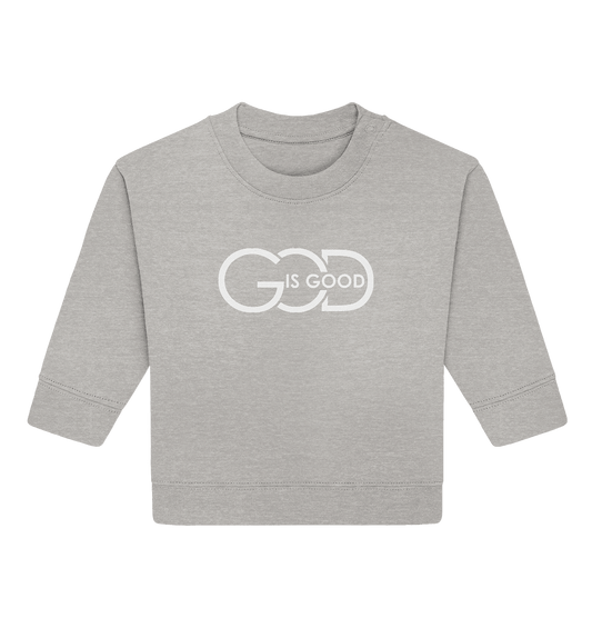 God is Good | Christliche Kleidung - Baby Organic Sweatshirt - Kids & Babys - Heather Grey - GfoitMa