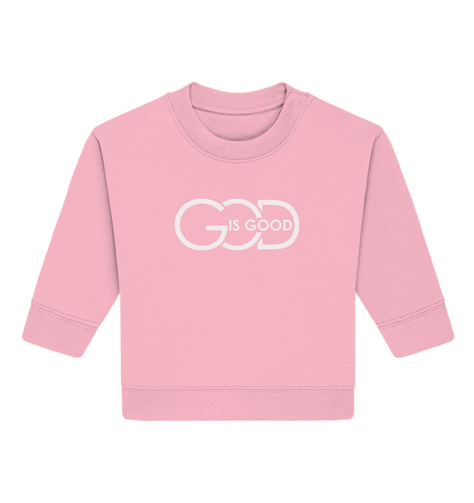 God is Good | Christliche Kleidung - Baby Organic Sweatshirt - Kids & Babys - Cotton Pink - GfoitMa