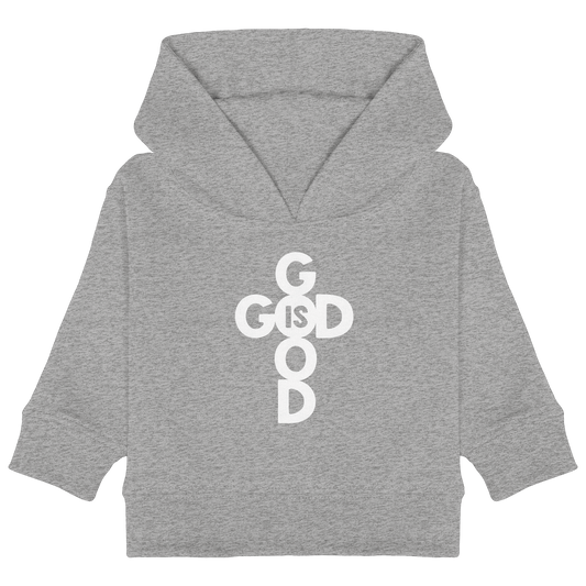 God is Good | Christliche Kleidung & Geschenke im Kreuz-Design - Baby Organic Hoodie - Kids & Babys - Heather Grey - GfoitMa