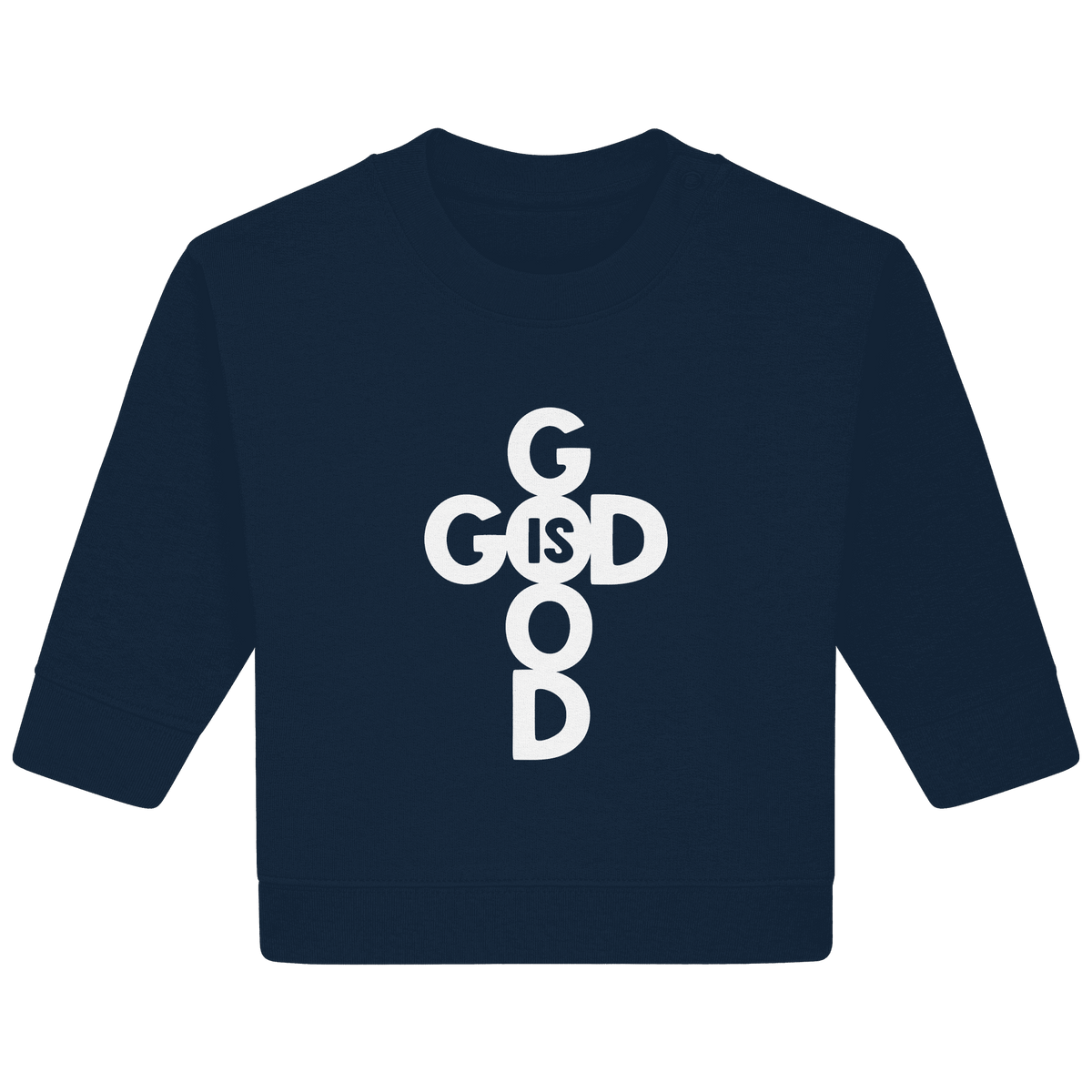 God is Good | Christliche Kleidung & Geschenke im Kreuz-Design - Baby Organic Sweatshirt - Kids & Babys - French Navy - GfoitMa