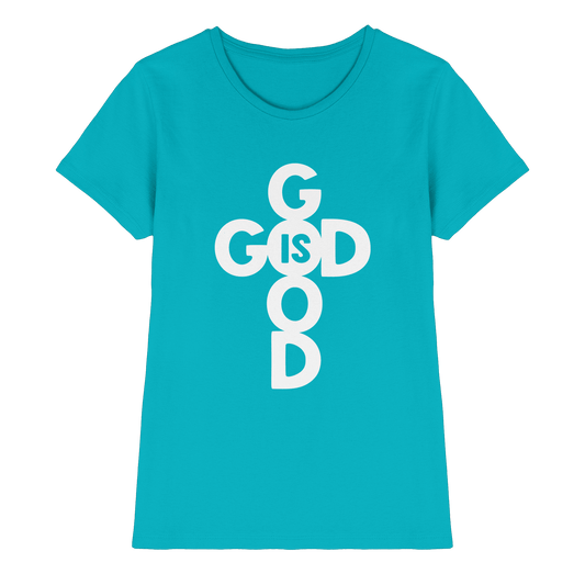 God is Good | Christliche Kleidung & Geschenke im Kreuz-Design - Ladies Premium Shirt - Lady-Shirts - Swimming Pool - GfoitMa