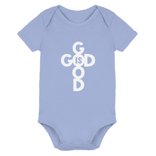 God is Good | Christliche Kleidung & Geschenke im Kreuz-Design - Organic Baby Bodysuit - Kids & Babys - Dusty Blue - GfoitMa