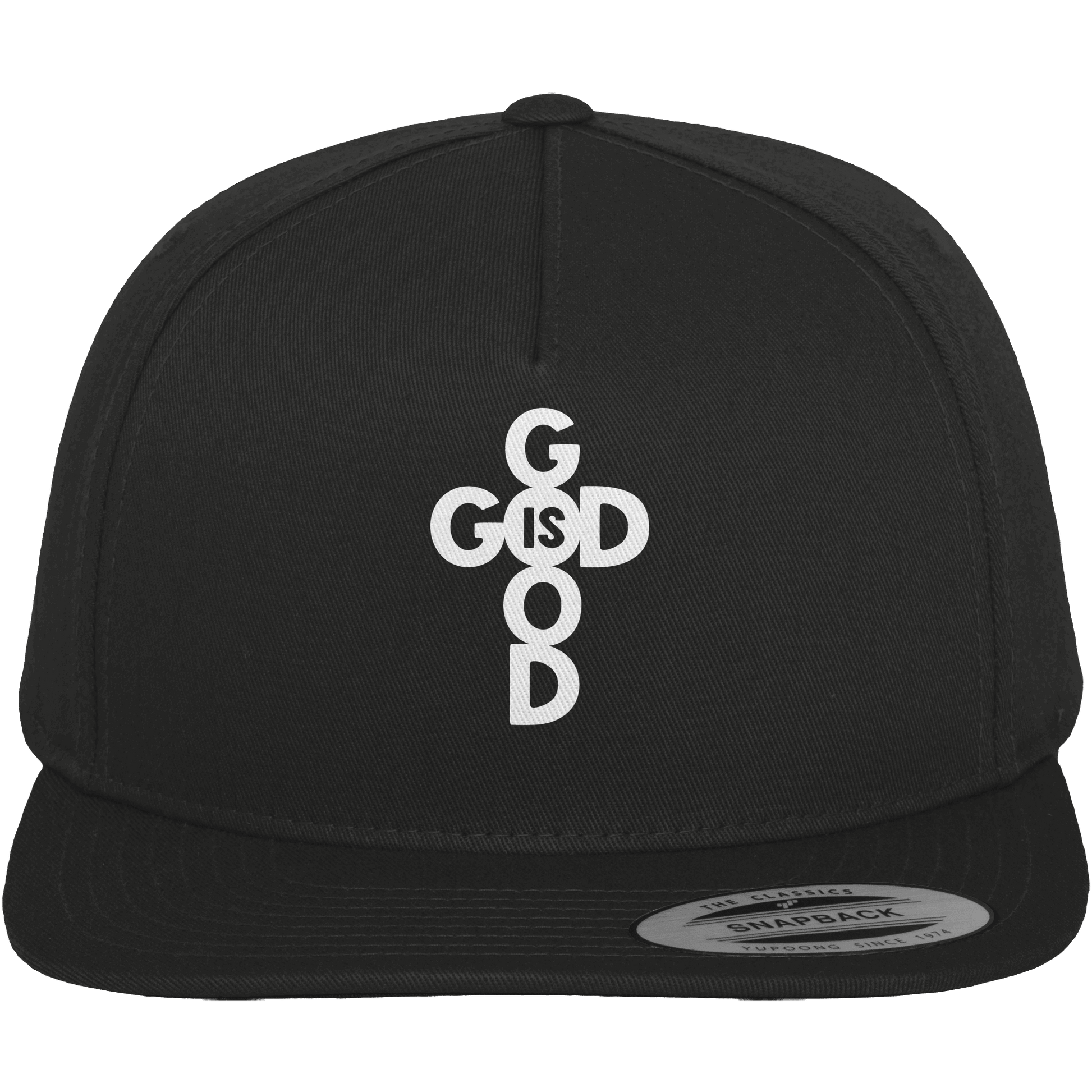 God is Good | Christliche Kleidung & Geschenke im Kreuz-Design - Premium Snapback - Kappen & Mützen - Black / Green - GfoitMa