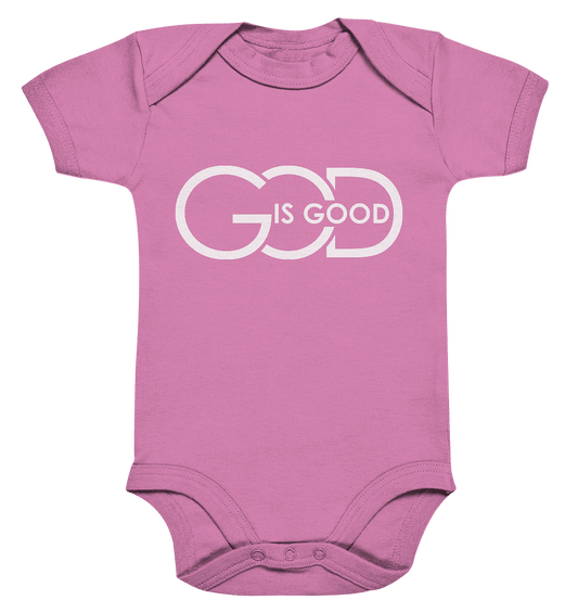God is Good | Christliche Kleidung - Organic Baby Bodysuit - Kids & Babys - Bubble Gum Pink - GfoitMa