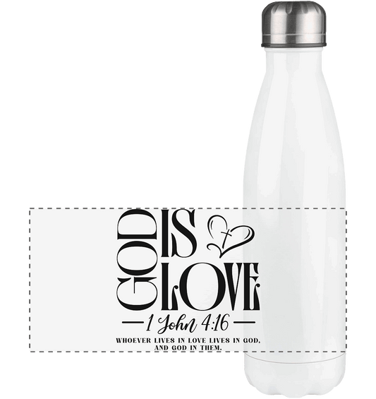 God Is Love – 1. John 4:16 | Ein Statement des Glaubens - Panorama Thermoflasche 500ml - Trinkgefäße - White - GfoitMa