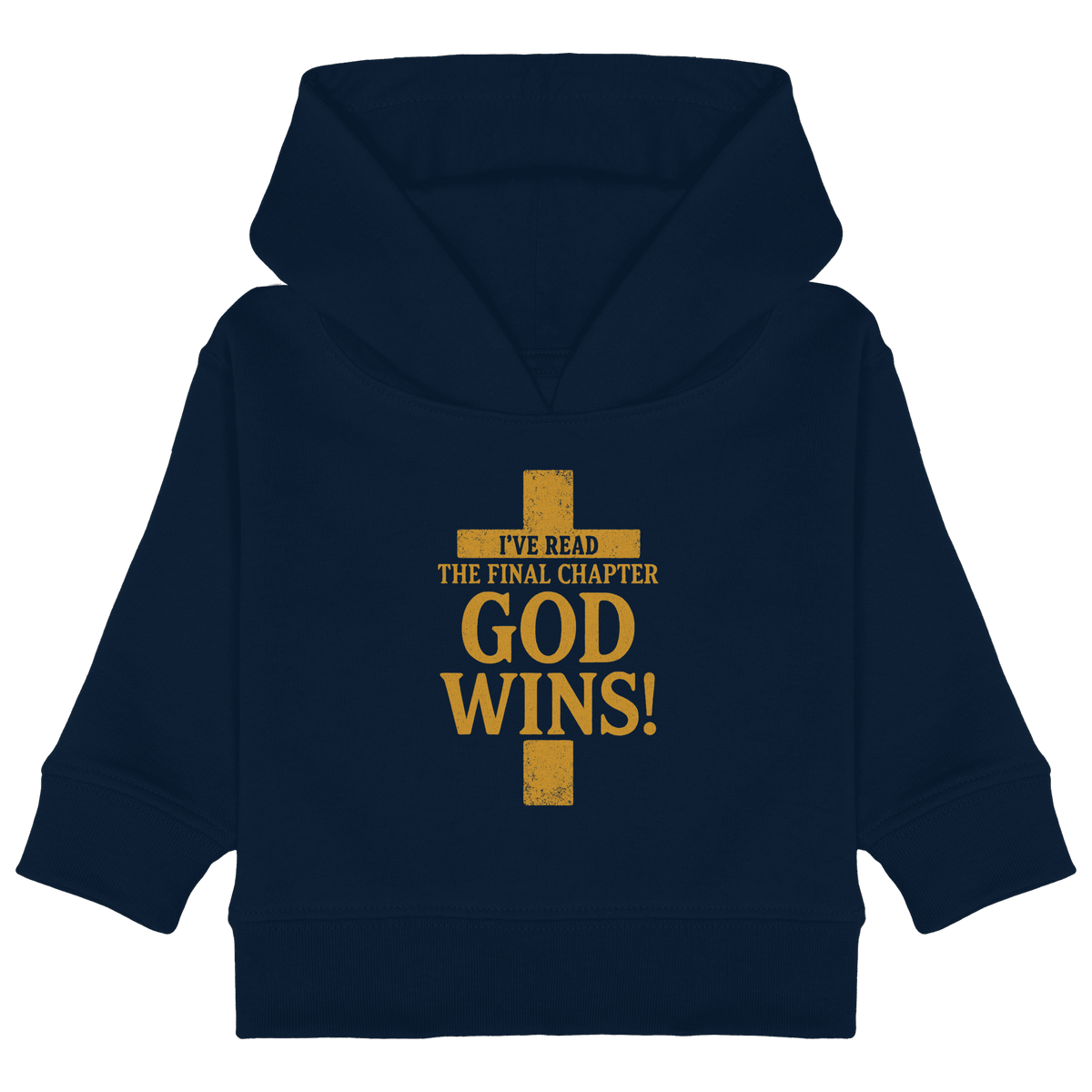 GOD WINS – Das Ende steht fest | Christliche Kleidung & Geschenke im Kreuz-Design - Baby Organic Hoodie - Kids & Babys - French Navy - GfoitMa