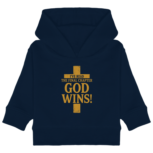 GOD WINS – Das Ende steht fest | Christliche Kleidung & Geschenke im Kreuz-Design - Baby Organic Hoodie - Kids & Babys - French Navy - GfoitMa