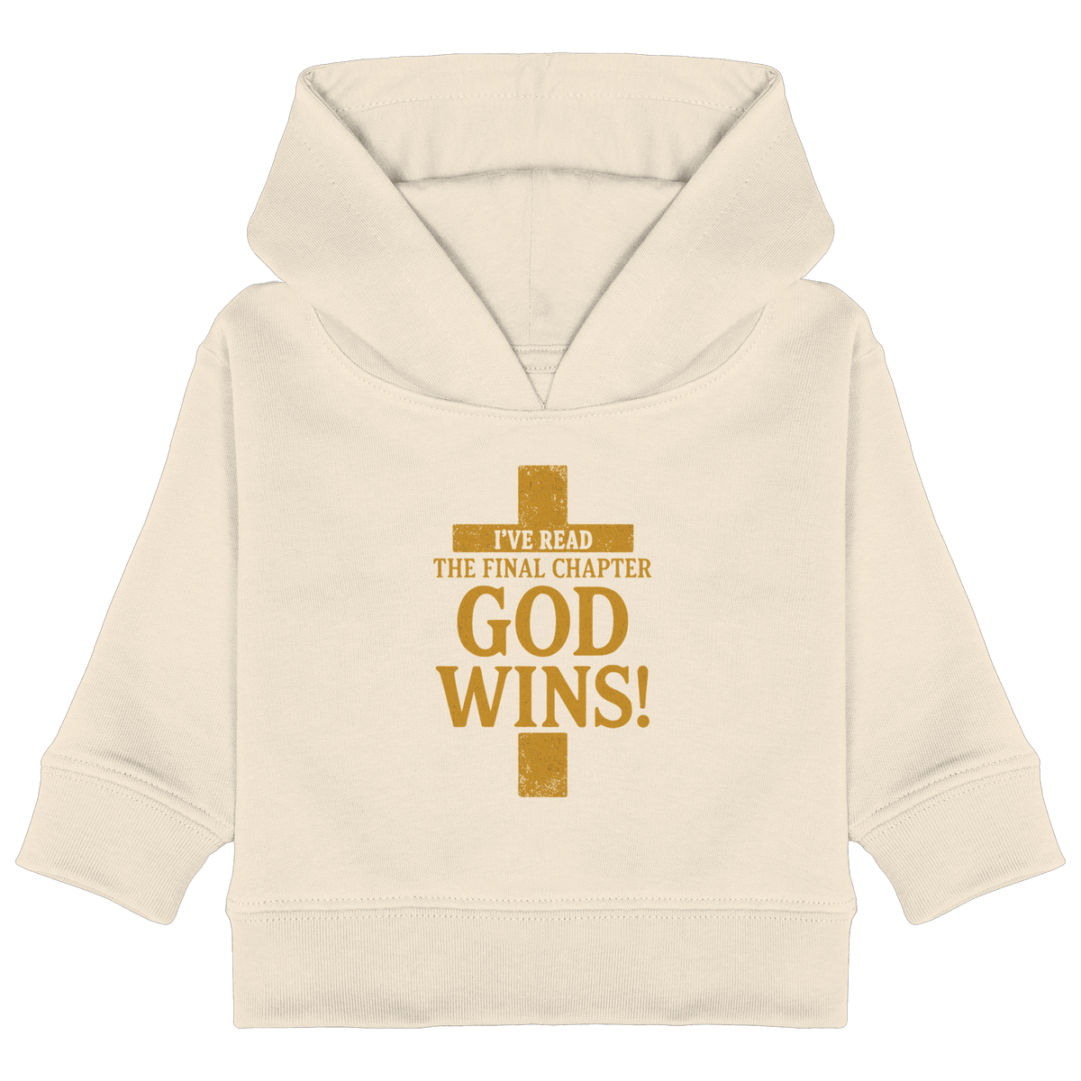 GOD WINS – Das Ende steht fest | Christliche Kleidung & Geschenke im Kreuz-Design - Baby Organic Hoodie - Kids & Babys - Natural Raw - GfoitMa