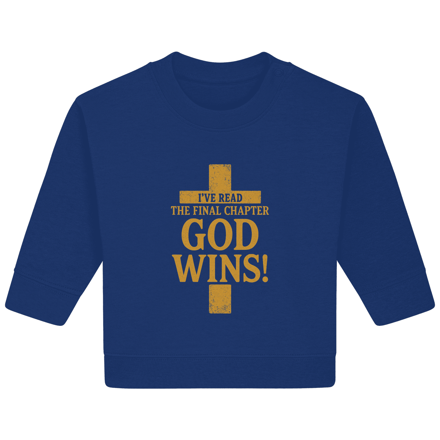 GOD WINS – Das Ende steht fest | Christliche Kleidung & Geschenke im Kreuz-Design - Baby Organic Sweatshirt - Kids & Babys - French Navy - GfoitMa