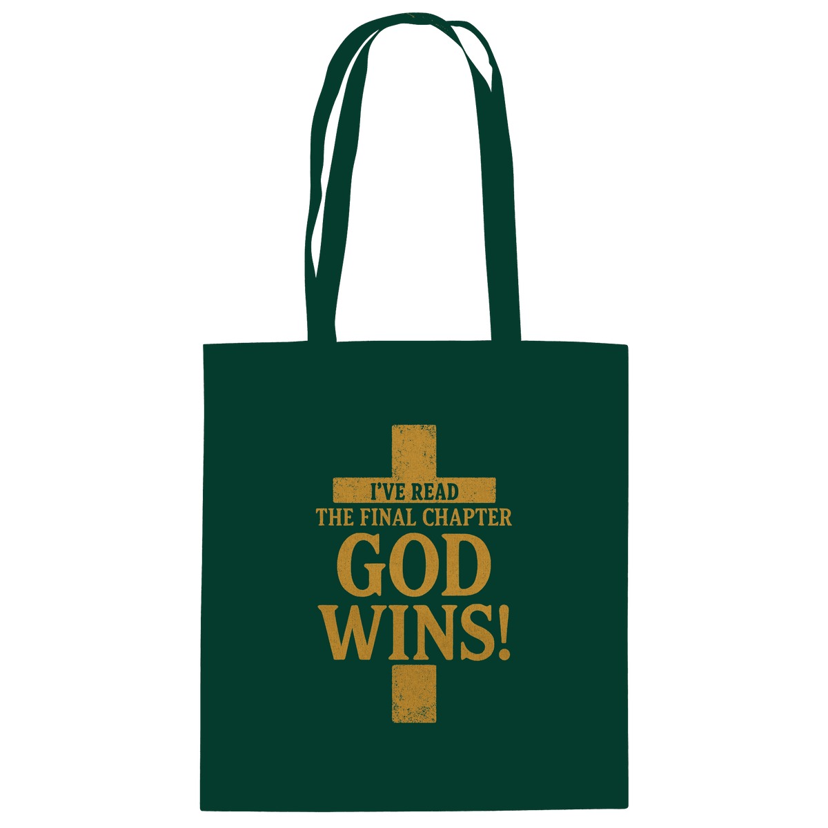 GOD WINS – Das Ende steht fest | Christliche Kleidung & Geschenke im Kreuz-Design - Baumwolltasche - Taschen - Bottle Green - GfoitMa