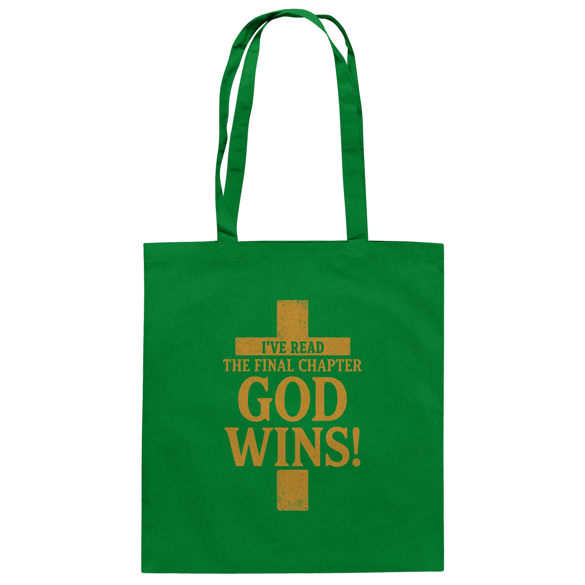 GOD WINS – Das Ende steht fest | Christliche Kleidung & Geschenke im Kreuz-Design - Baumwolltasche - Taschen - Kelly Green - GfoitMa