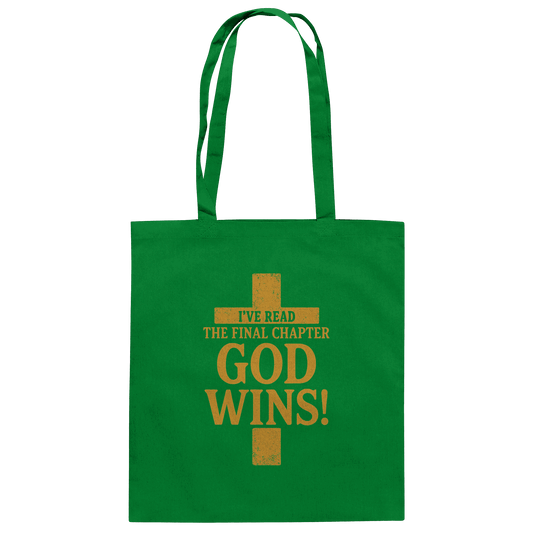 GOD WINS – Das Ende steht fest | Christliche Kleidung & Geschenke im Kreuz-Design - Baumwolltasche - Taschen - Kelly Green - GfoitMa