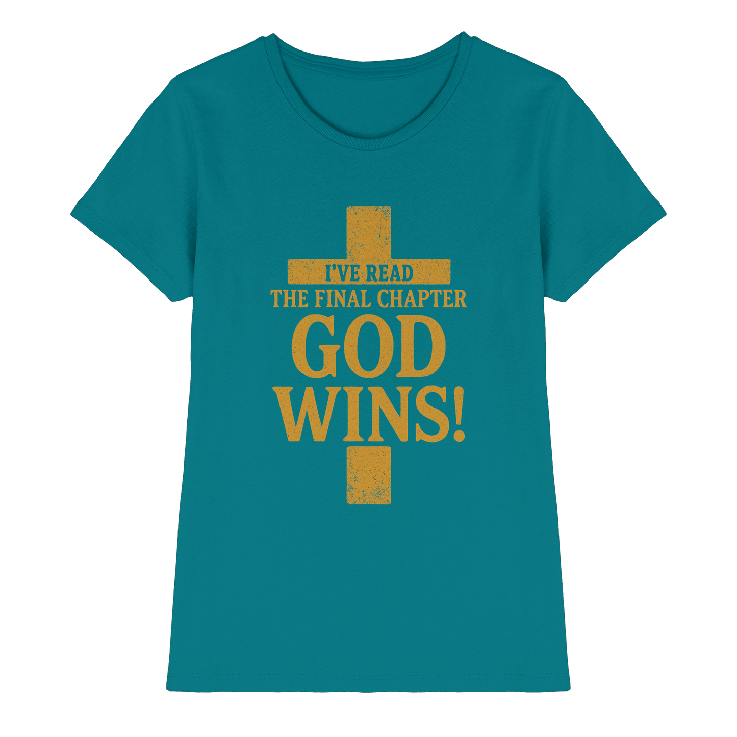 GOD WINS – Das Ende steht fest | Christliche Kleidung & Geschenke im Kreuz-Design - Ladies Premium Shirt - Lady-Shirts - Diva Blue - GfoitMa