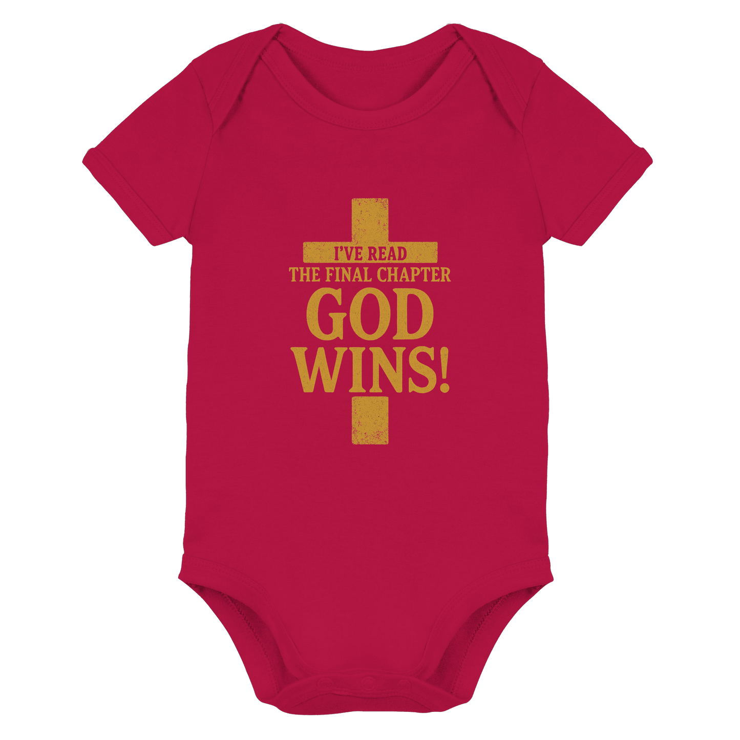 GOD WINS – Das Ende steht fest | Christliche Kleidung & Geschenke im Kreuz-Design - Organic Baby Bodysuit - Kids & Babys - Red - GfoitMa