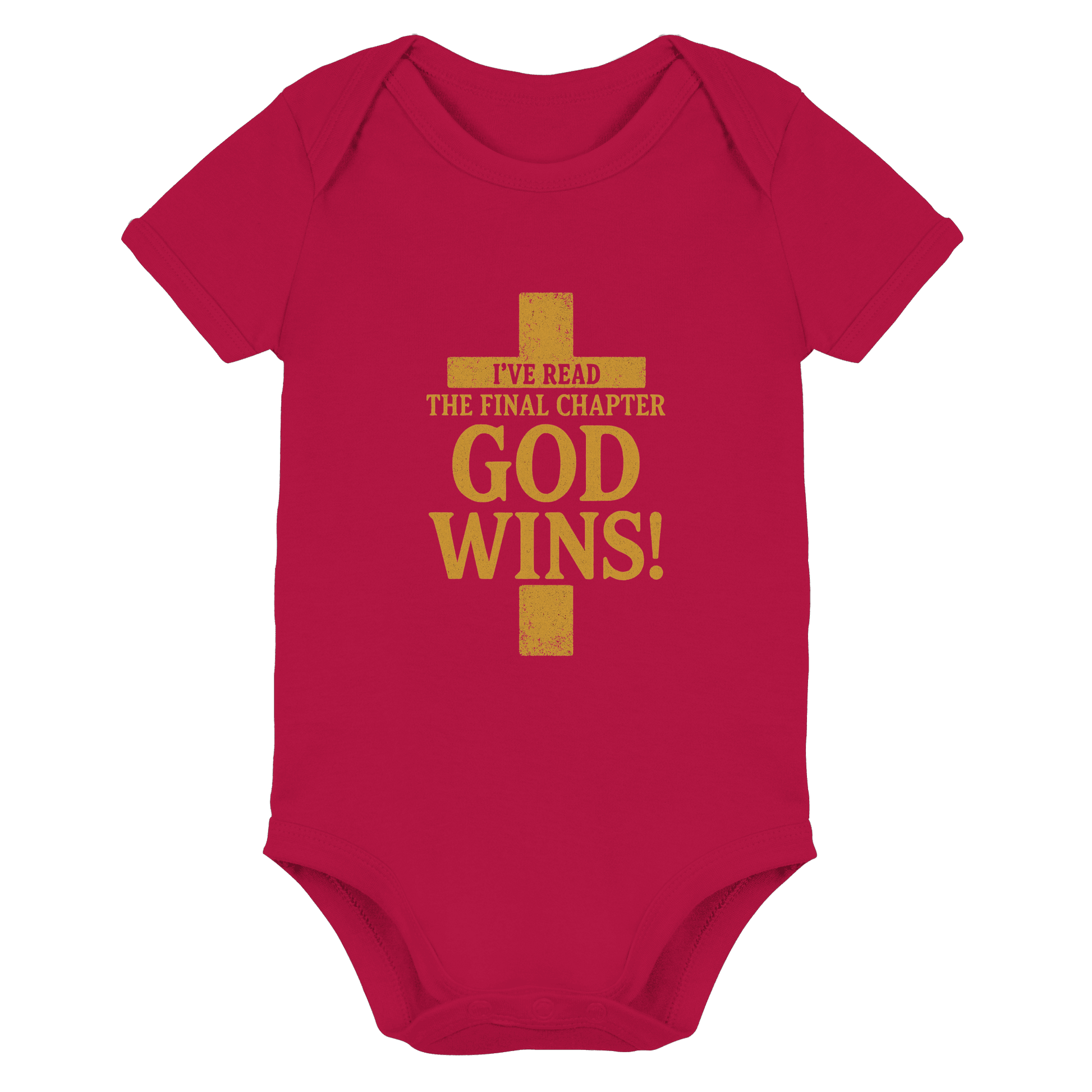 GOD WINS – Das Ende steht fest | Christliche Kleidung & Geschenke im Kreuz-Design - Organic Baby Bodysuit - Kids & Babys - Red - GfoitMa
