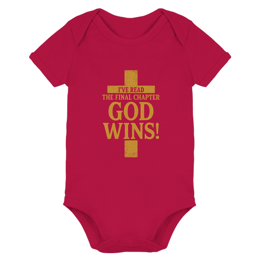 GOD WINS – Das Ende steht fest | Christliche Kleidung & Geschenke im Kreuz-Design - Organic Baby Bodysuit - Kids & Babys - Red - GfoitMa