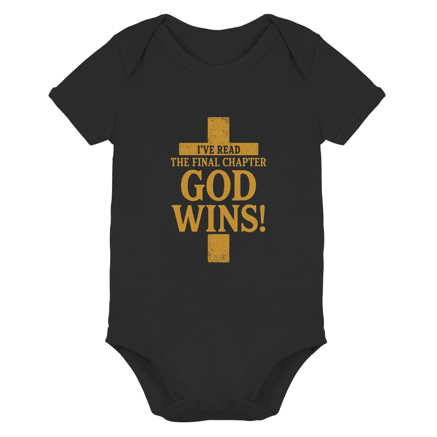 GOD WINS – Das Ende steht fest | Christliche Kleidung & Geschenke im Kreuz-Design - Organic Baby Bodysuit - Kids & Babys - Black - GfoitMa
