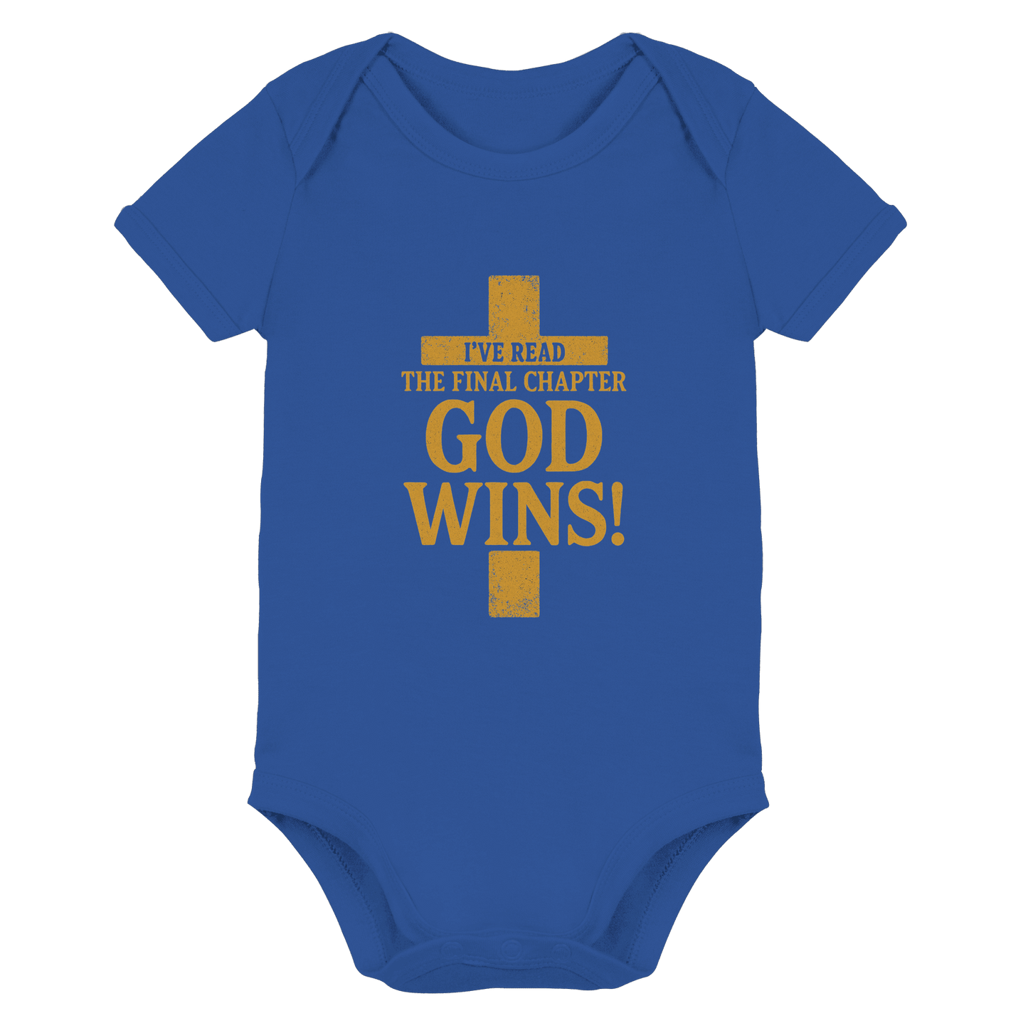 GOD WINS – Das Ende steht fest | Christliche Kleidung & Geschenke im Kreuz-Design - Organic Baby Bodysuit - Kids & Babys - Cobalt Blue Organic - GfoitMa