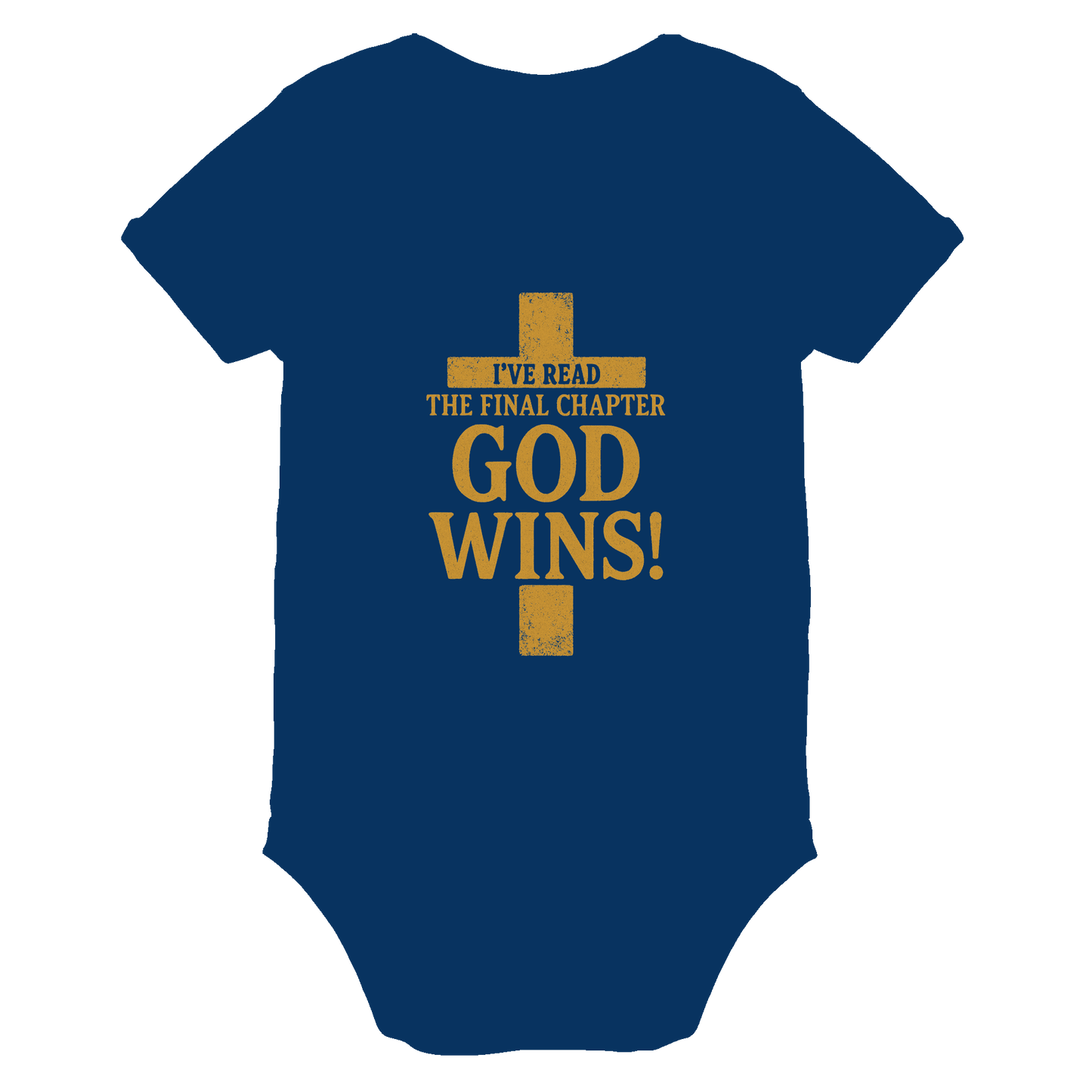 GOD WINS – Das Ende steht fest | Christliche Kleidung & Geschenke im Kreuz-Design - Organic Baby Bodysuit - Kids & Babys - Nautical Navy - GfoitMa