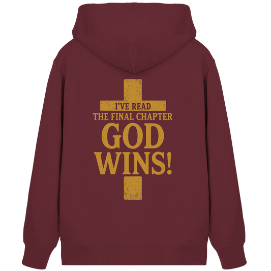 GOD WINS – Das Ende steht fest | Christliche Kleidung & Geschenke im Kreuz-Design - Organic Zipper - Jacken/ Zipper - Burgundy - GfoitMa