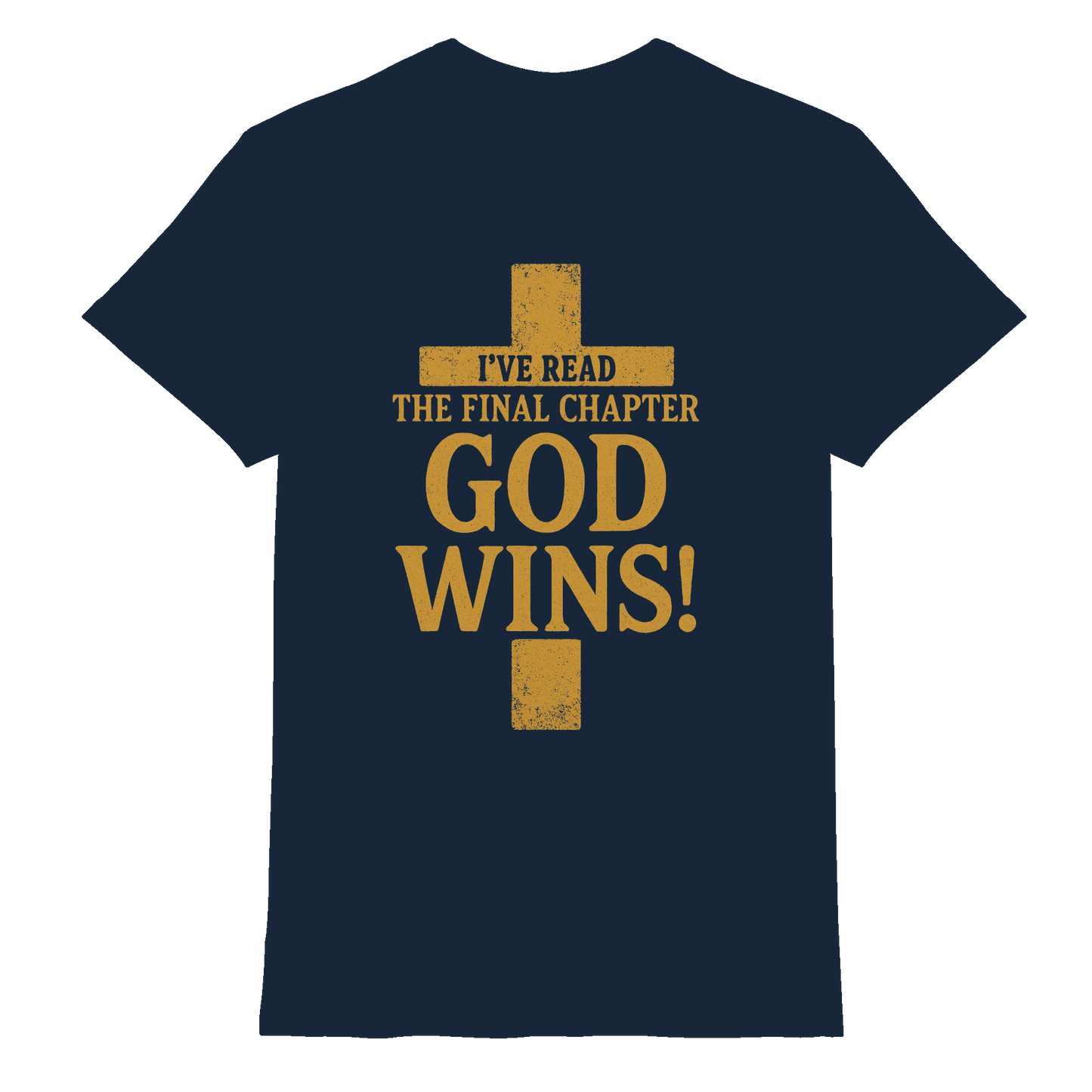 GOD WINS – Das Ende steht fest | Christliche Kleidung & Geschenke im Kreuz-Design - Premium Shirt - Unisex-Shirts - Navy - GfoitMa