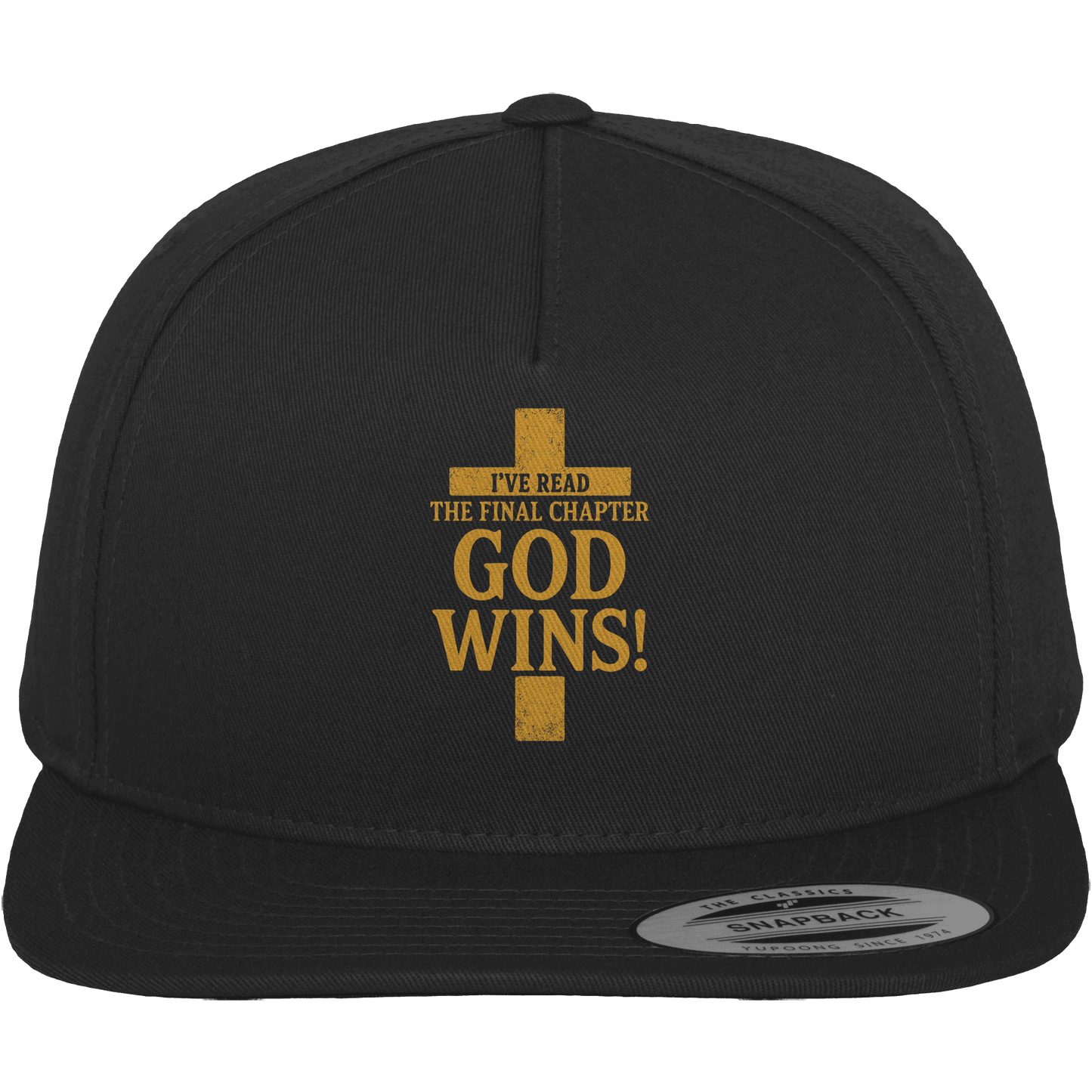 GOD WINS – Das Ende steht fest | Christliche Kleidung & Geschenke im Kreuz-Design - Premium Snapback - Kappen & Mützen - Black / Black - GfoitMa