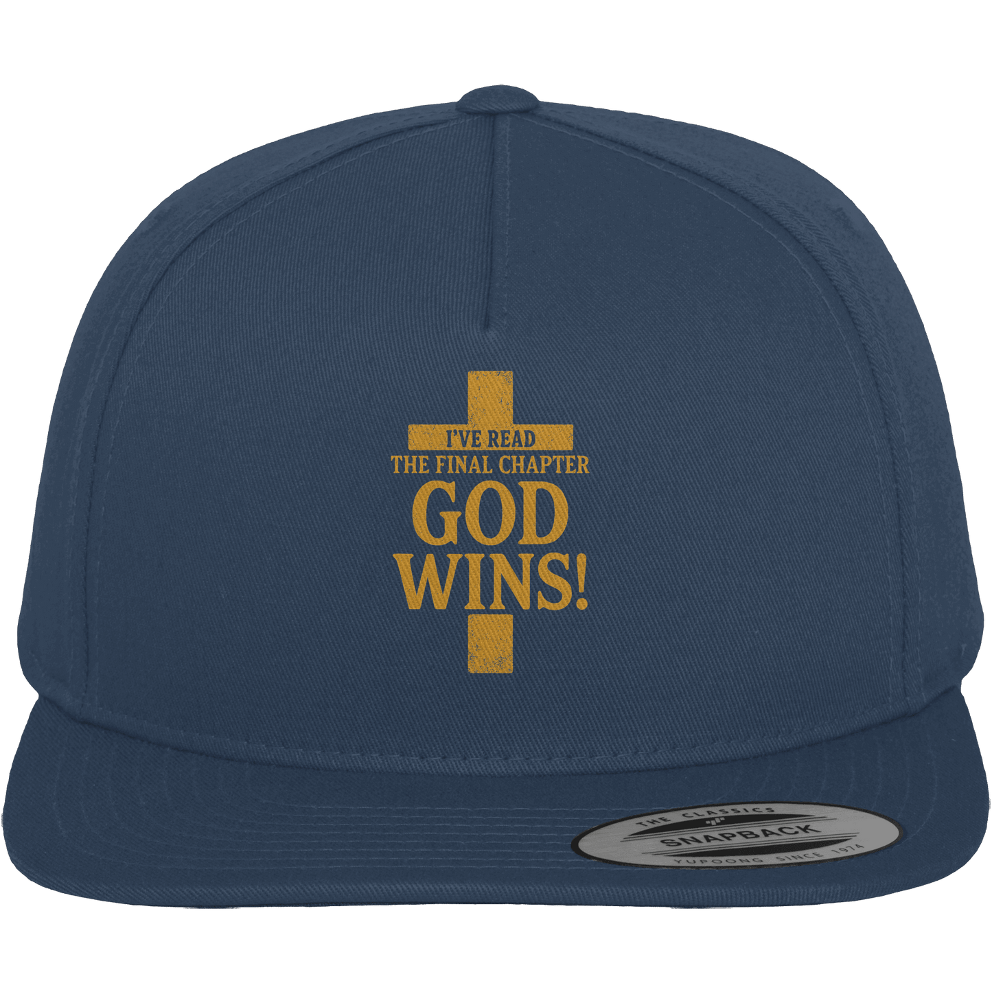 GOD WINS – Das Ende steht fest | Christliche Kleidung & Geschenke im Kreuz-Design - Premium Snapback - Kappen & Mützen - Navy / Green - GfoitMa