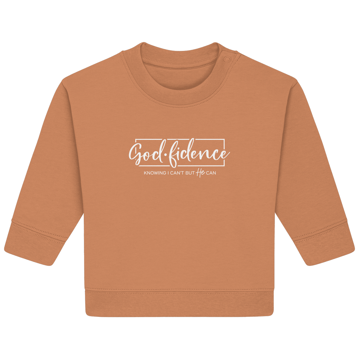 God.fidence – Knowing I can’t but He can | Christliche Kleidung - Baby Organic Sweatshirt - Kids & Babys - French Navy - GfoitMa