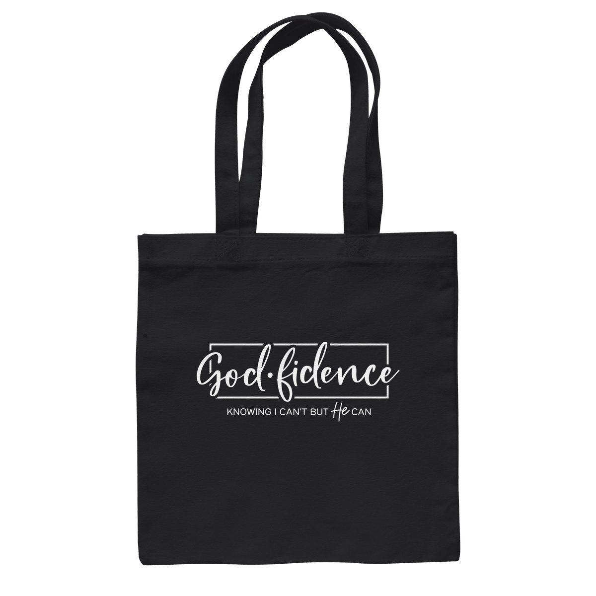God.fidence – Knowing I can’t but He can | Christliche Kleidung - Baumwolltasche - Taschen - Black - GfoitMa