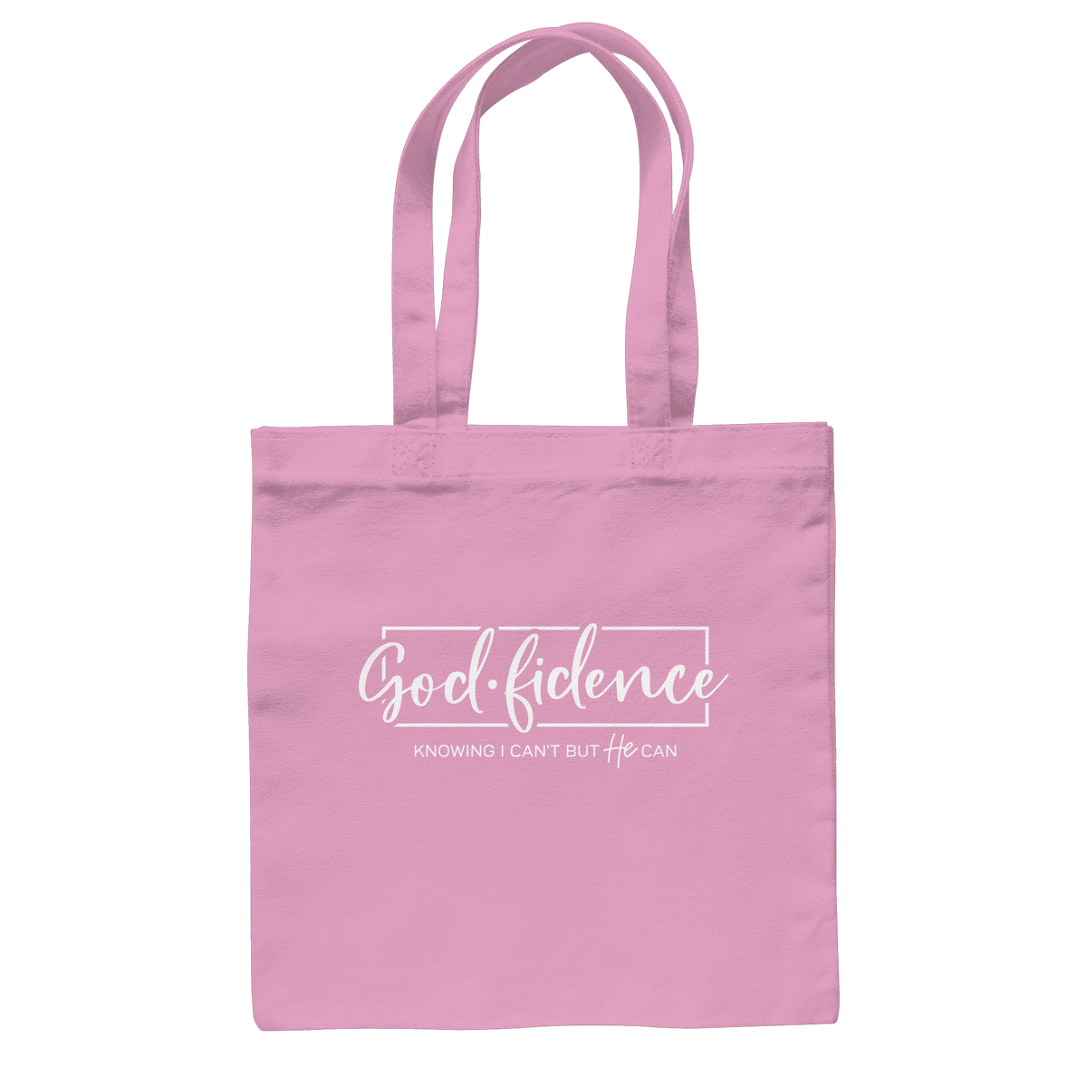 God.fidence – Knowing I can’t but He can | Christliche Kleidung - Baumwolltasche - Taschen - Classic Pink - GfoitMa