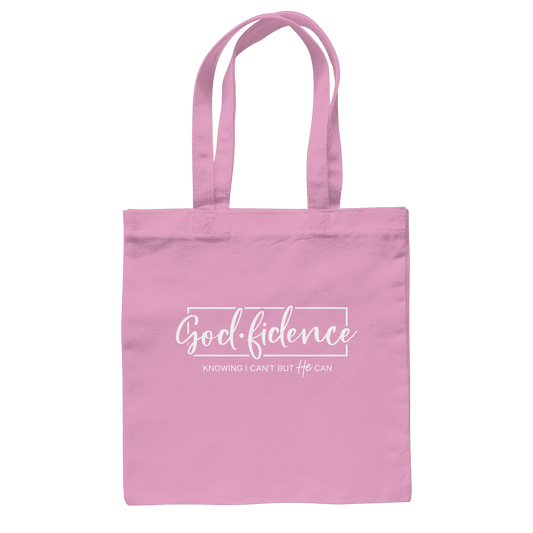 God.fidence – Knowing I can’t but He can | Christliche Kleidung - Baumwolltasche - Taschen - Classic Pink - GfoitMa