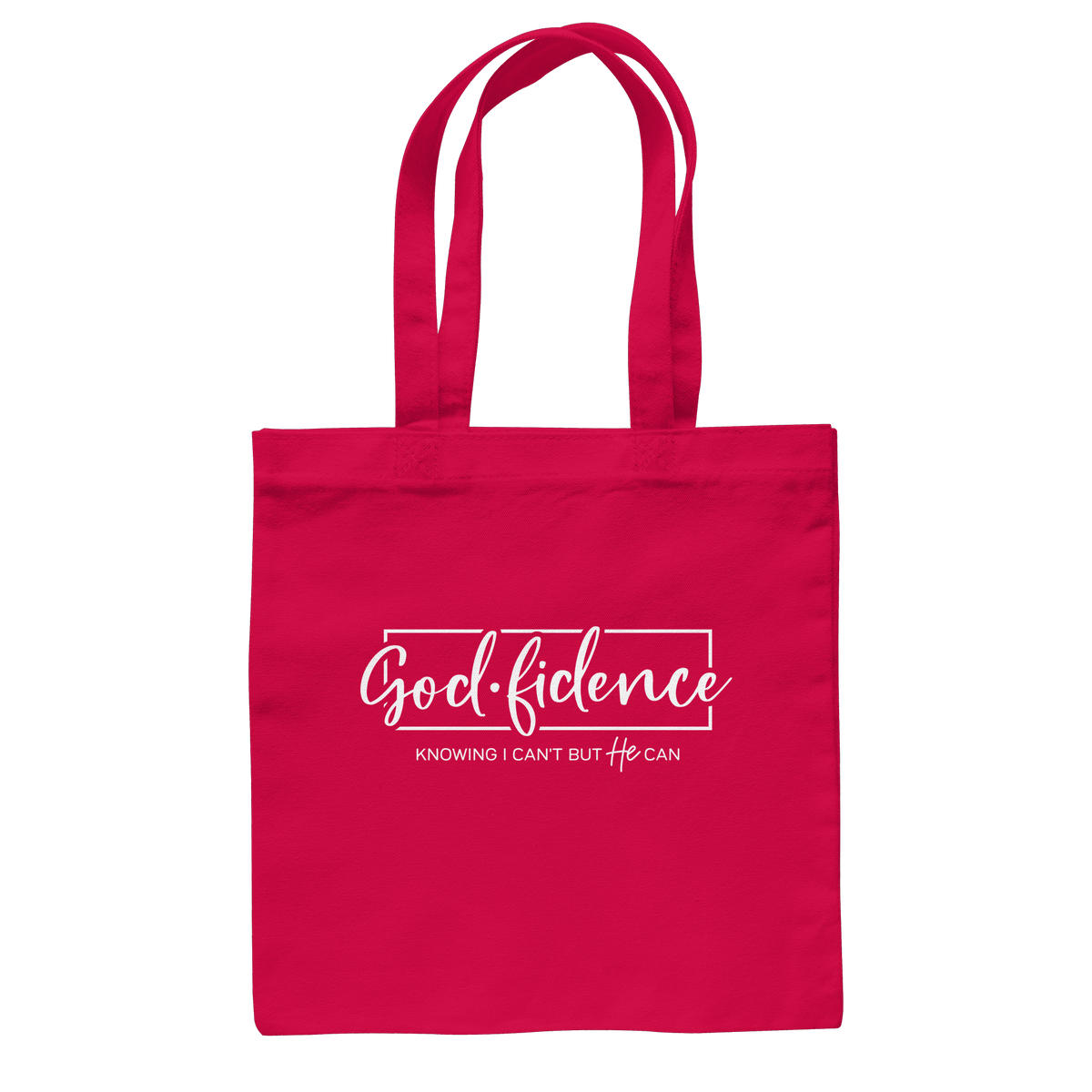 God.fidence – Knowing I can’t but He can | Christliche Kleidung - Baumwolltasche - Taschen - Classic Red - GfoitMa