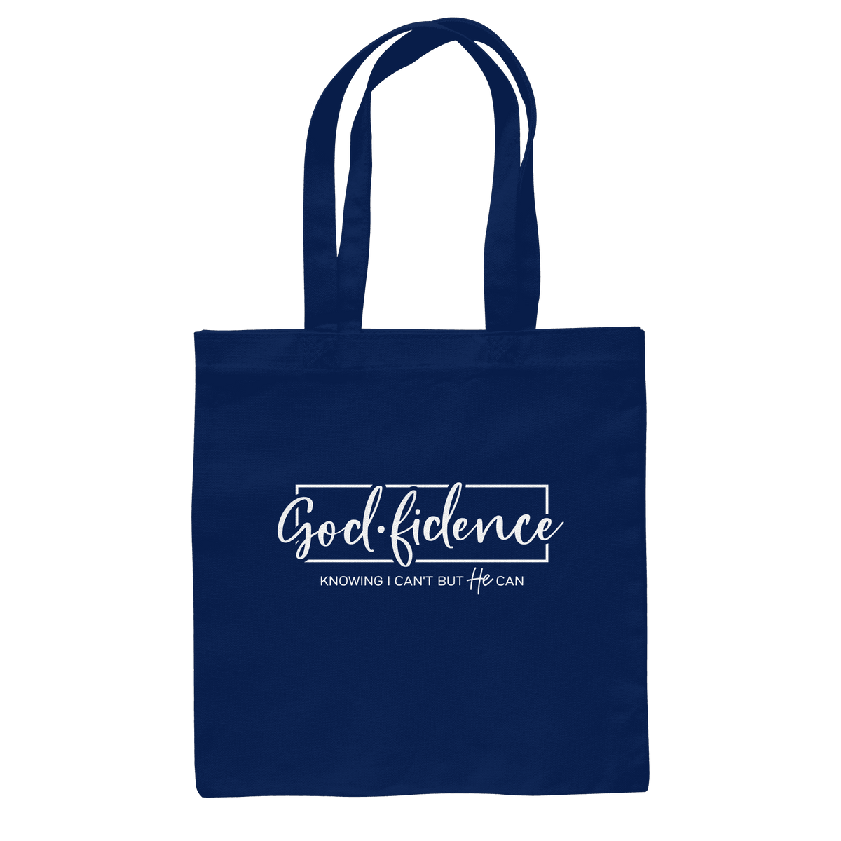 God.fidence – Knowing I can’t but He can | Christliche Kleidung - Baumwolltasche - Taschen - French Navy - GfoitMa