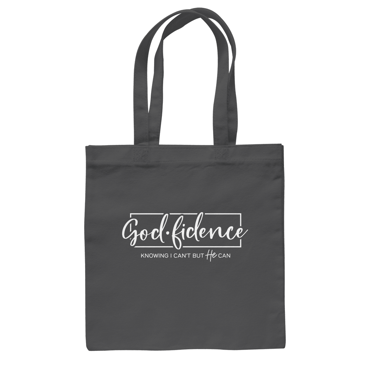 God.fidence – Knowing I can’t but He can | Christliche Kleidung - Baumwolltasche - Taschen - Graphite Grey - GfoitMa