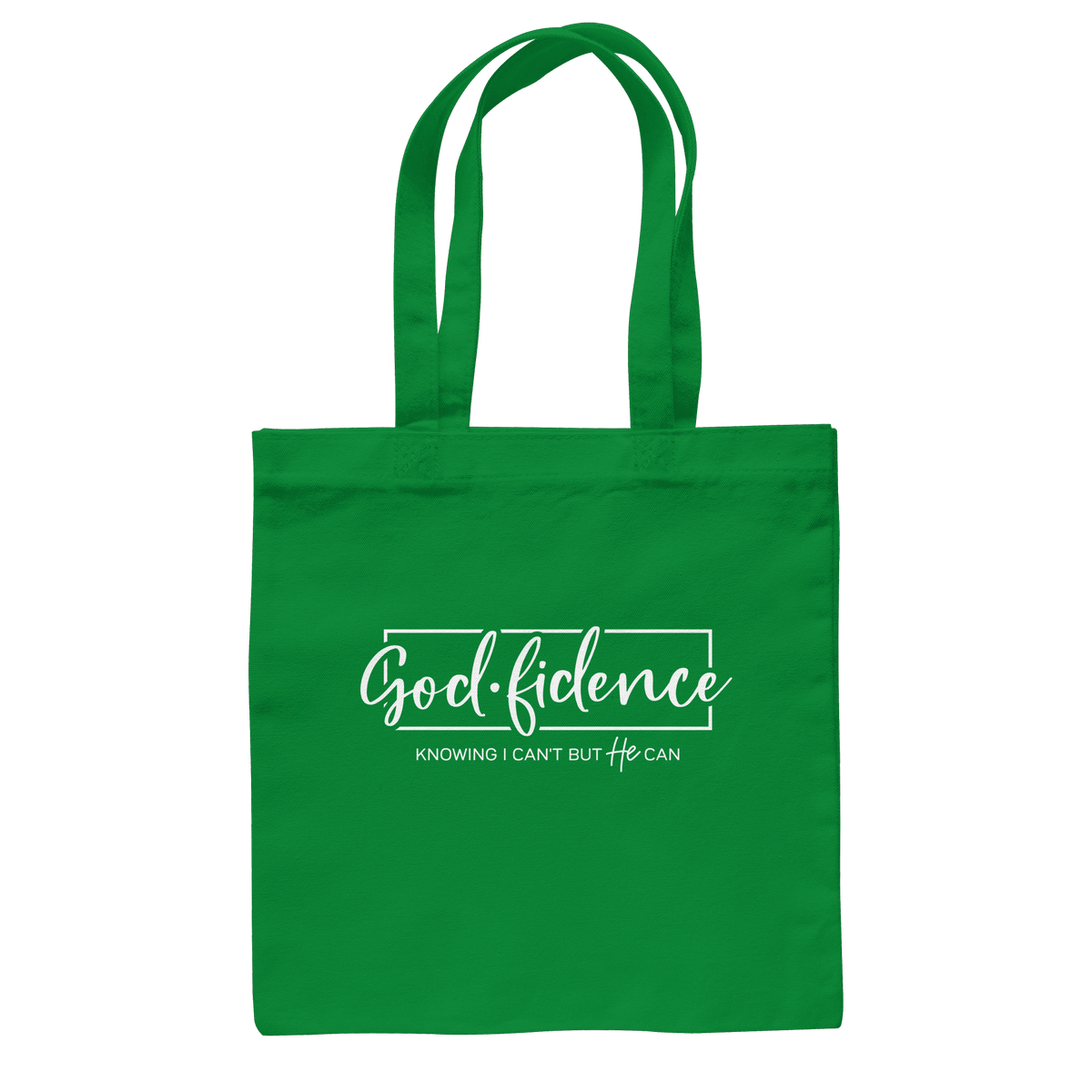 God.fidence – Knowing I can’t but He can | Christliche Kleidung - Baumwolltasche - Taschen - Kelly Green - GfoitMa