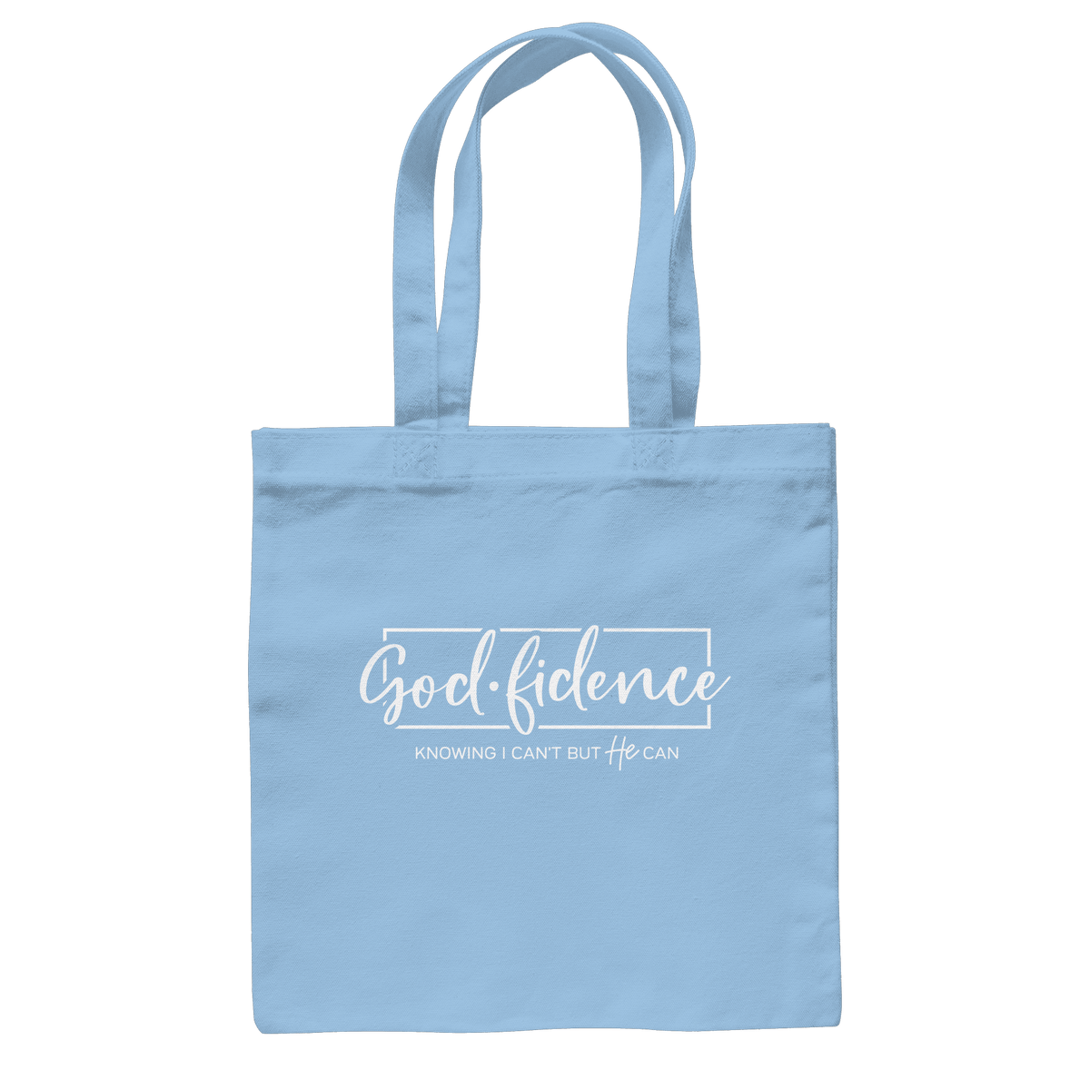 God.fidence – Knowing I can’t but He can | Christliche Kleidung - Baumwolltasche - Taschen - Sky Blue - GfoitMa