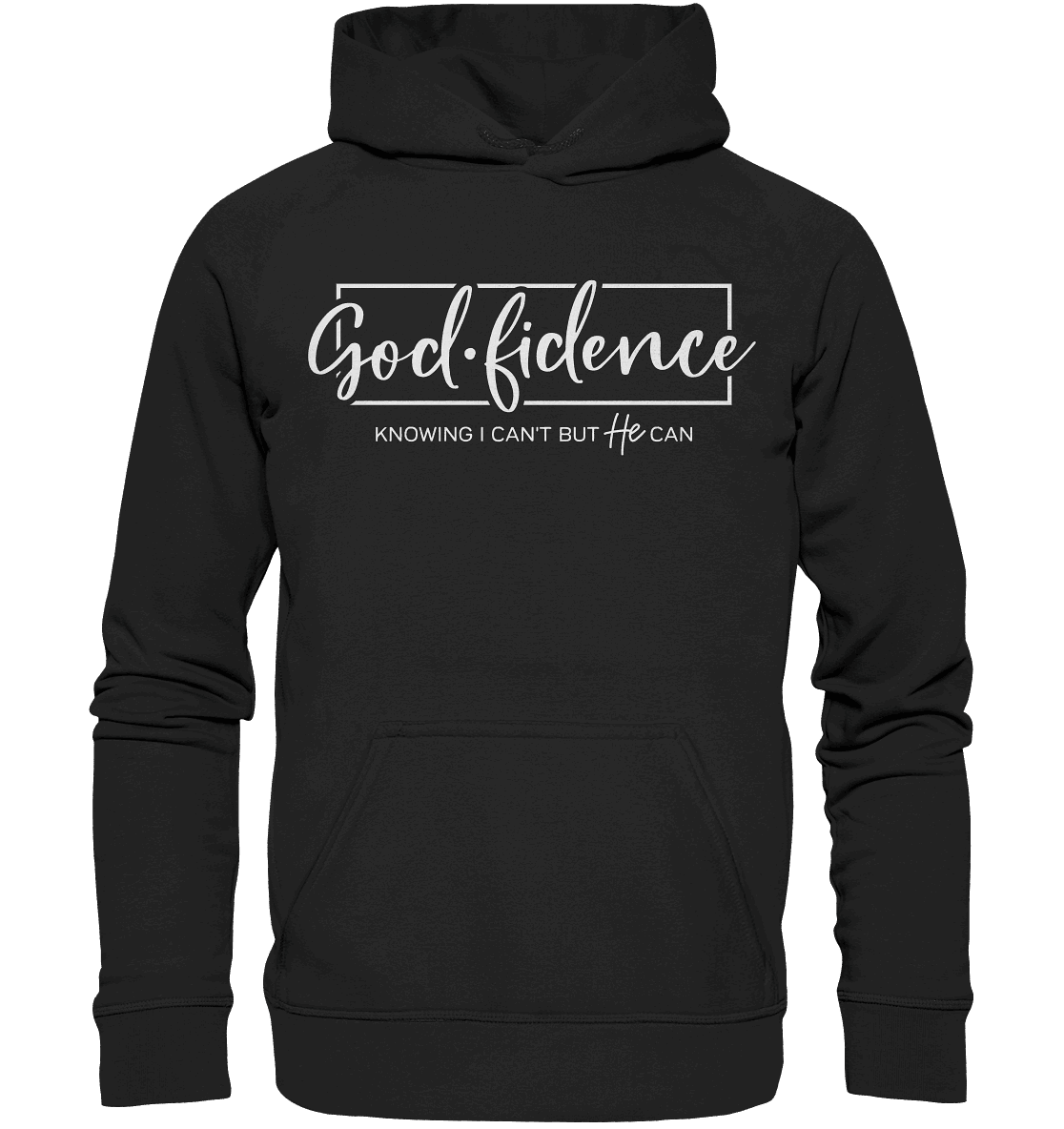 God.fidence – Knowing I can’t but He can | Christliche Kleidung - Kids Premium Hoodie - Kids & Babys - Black - GfoitMa