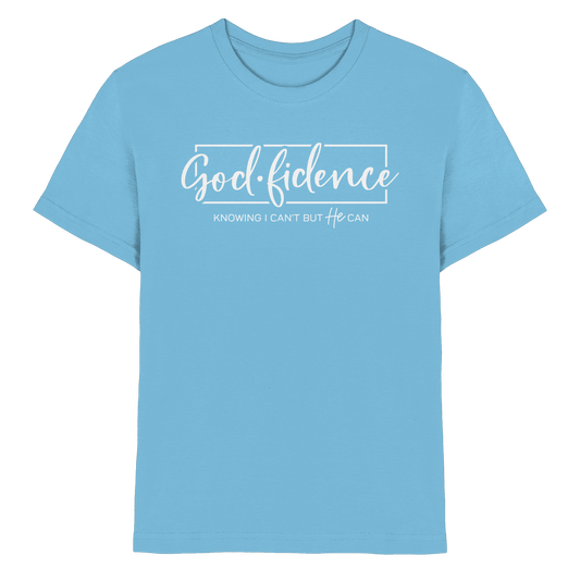 God.fidence – Knowing I can’t but He can | Christliche Kleidung - Kids Premium Shirt - Kids & Babys - Sky Blue - GfoitMa