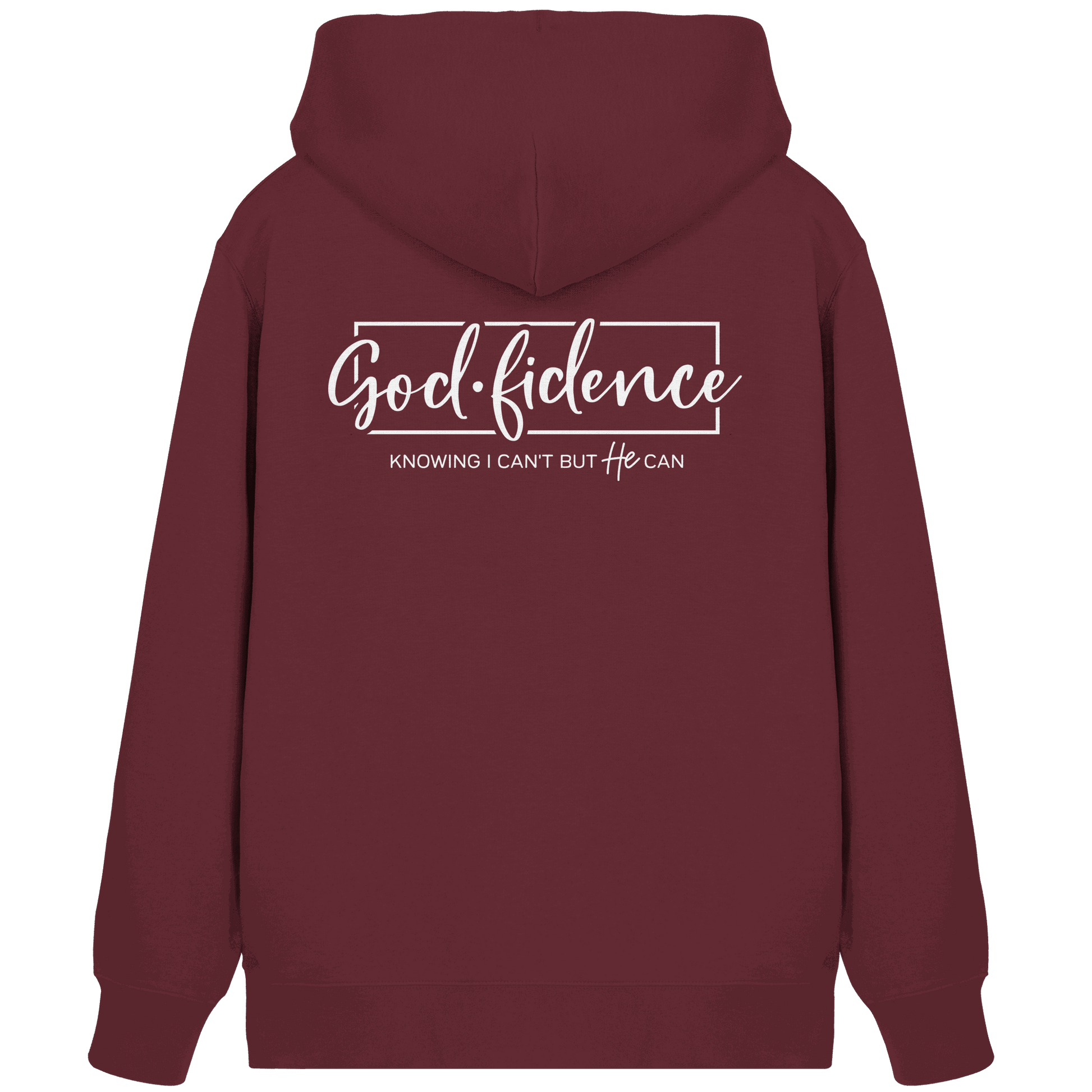 God.fidence – Knowing I can’t but He can | Christliche Kleidung - Organic Zipper - Jacken/ Zipper - Burgundy - GfoitMa