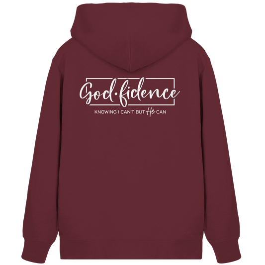 God.fidence – Knowing I can’t but He can | Christliche Kleidung - Organic Zipper - Jacken/ Zipper - Burgundy - GfoitMa