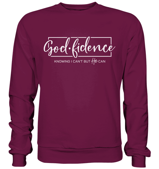 God.fidence – Knowing I can’t but He can | Christliche Kleidung - Premium Sweatshirt - Sweatshirts - Burgund - GfoitMa