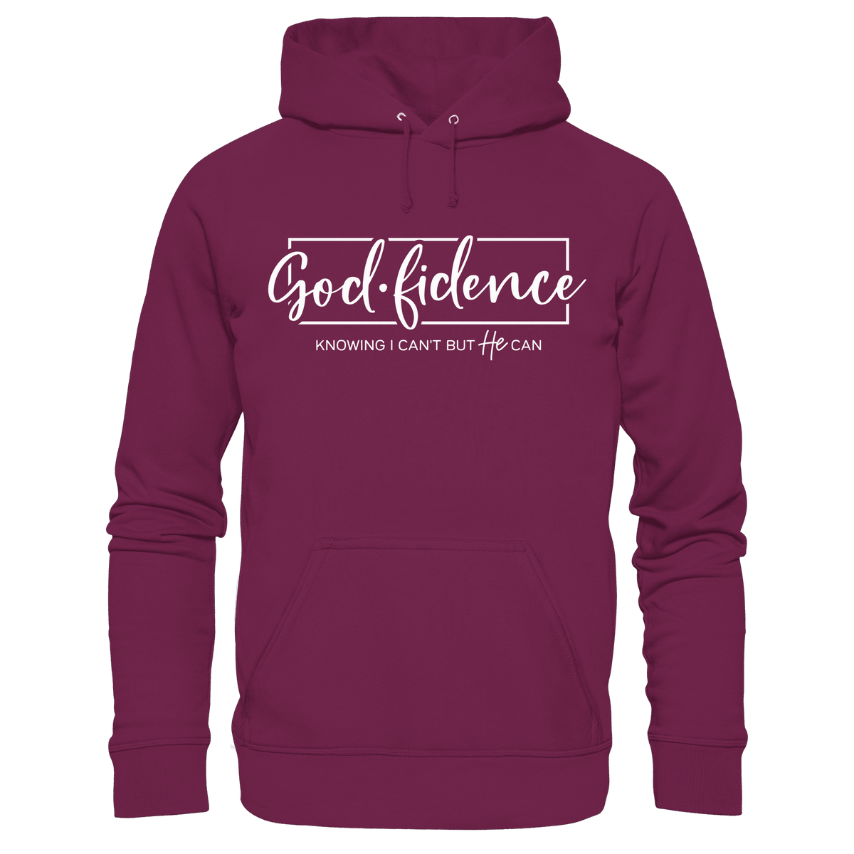 God.fidence – Knowing I can’t but He can | Christliche Kleidung - Premium Unisex Hoodie - Hoodies - Burgund - GfoitMa