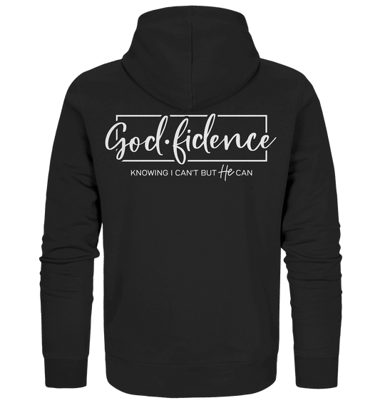 God.fidence – Knowing I can’t but He can | Christliche Kleidung - Zipper - Jacken/ Zipper - Black Pure - GfoitMa