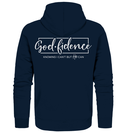 God.fidence – Knowing I can’t but He can | Christliche Kleidung - Zipper - Jacken/ Zipper - Navy - GfoitMa