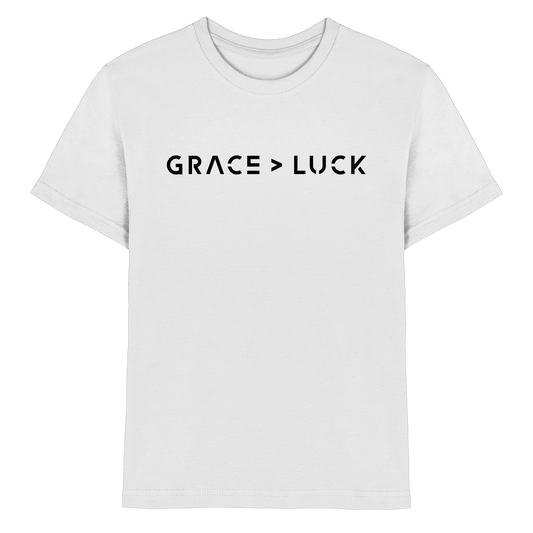 Grace > Luck | Christliches Design über Gottes Gnade - Kids Premium Shirt - Kids & Babys - White - GfoitMa