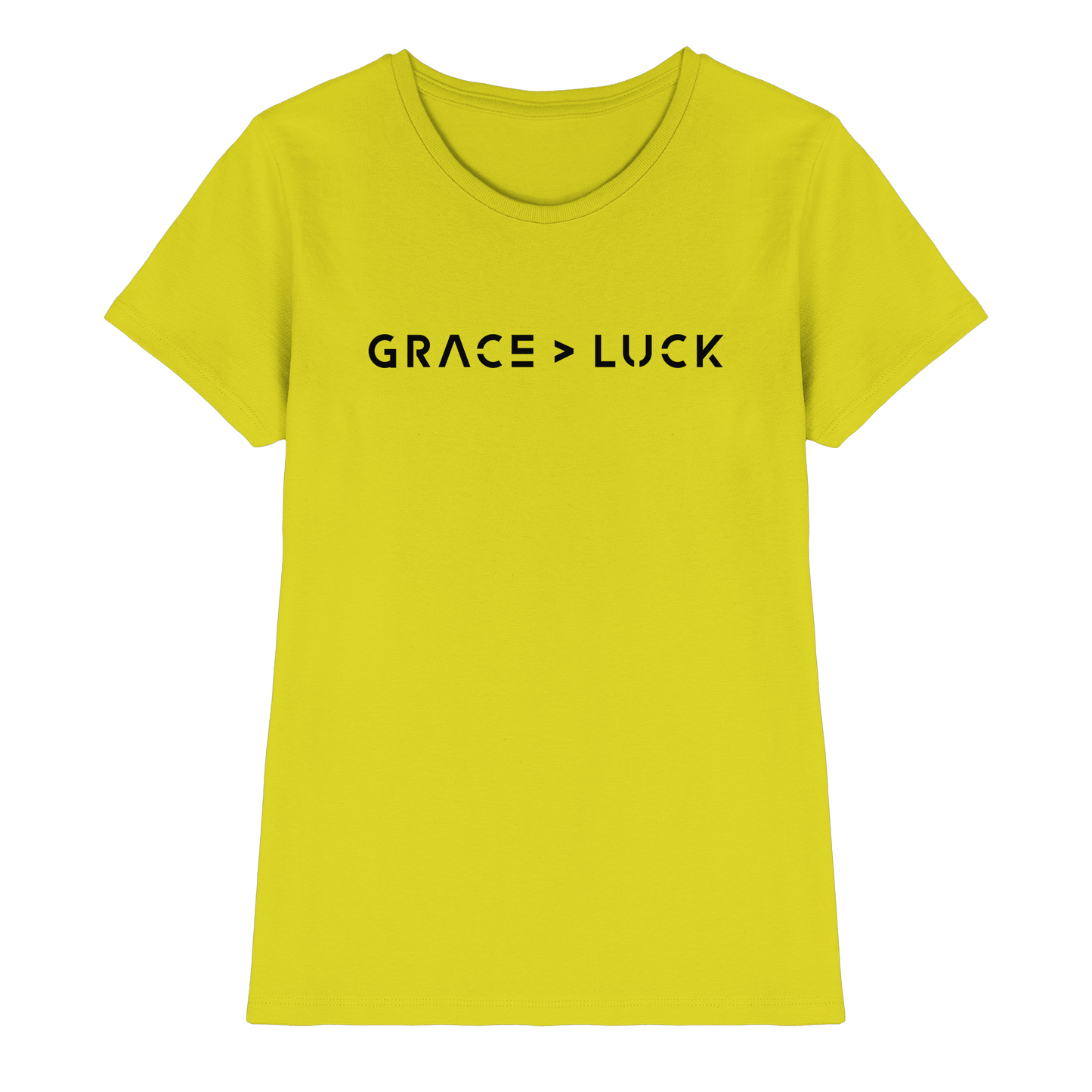 Grace > Luck | Christliches Design über Gottes Gnade - Ladies Premium Shirt - Lady-Shirts - Pixel Lime - GfoitMa